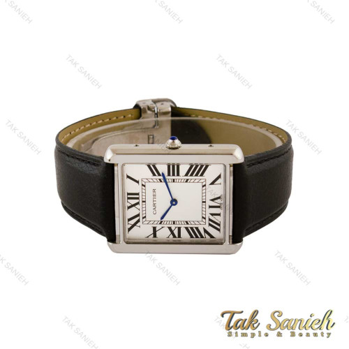 ساعت کارتیه تانک مردانه سیلور بند چرم مشکی Cartier-5269-G