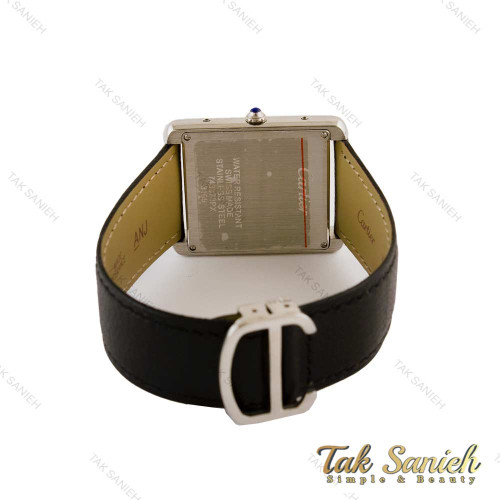 ساعت کارتیه تانک مردانه سیلور بند چرم مشکی Cartier-5269-G