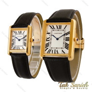 ساعت کارتیه تانک ست طلایی بند چرم مشکی Cartier-5271-S