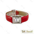 ساعت کارتیه تانک زنانه سیلور بند چرم قرمز Cartier-5273-L