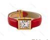 ساعت کارتیه تانک زنانه طلایی بند چرم قرمز Cartier-5274-L