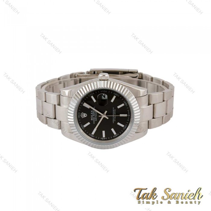 ساعت رولکس دیت جاست 2 مردانه سیلور صفحه مشکی اویستری Rolex-5355-G