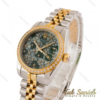 ساعت رولکس زنانه دورنگین صفحه سبز طرح دار Rolex-5404-L