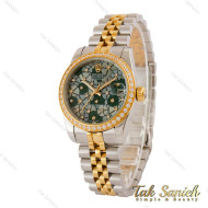 ساعت رولکس زنانه دورنگین صفحه سبز طرح دار Rolex-5404-L