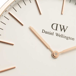 ساعت دنیل ولینگتون مردانه رزگلد بند چرم زرشکی DW-4692-G