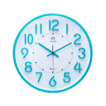 ساعت دیواری مارال صفحه سه بعدی اعداد آبی فیروزه ای Maral-4752-11-W