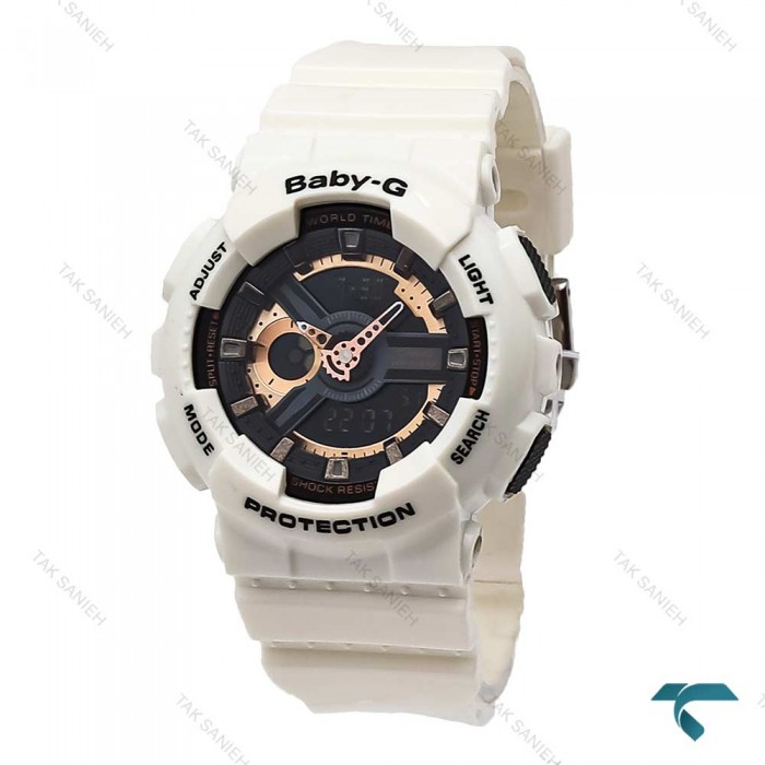 ساعت بیبی جی BA110 زنانه سفید صفحه رزگلد G-Shock-5838-G