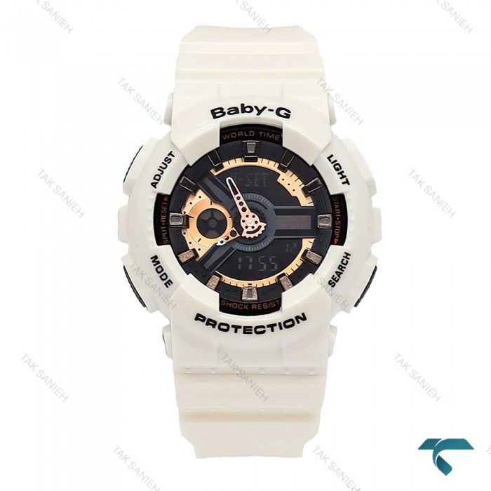 ساعت بیبی جی BA110 زنانه سفید صفحه رزگلد G-Shock-5838-G