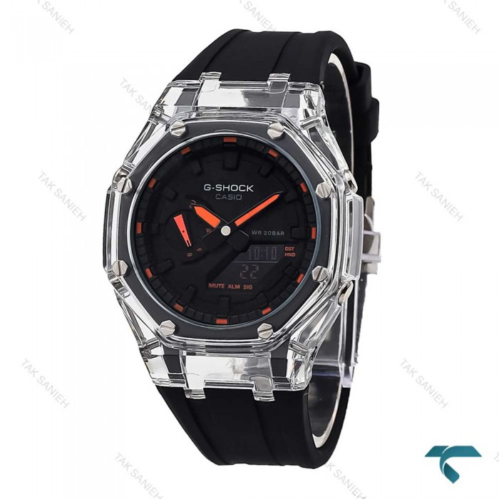 جی شاک GA2100 مردانه شیشه ای عقربه نارنجی G-Shock-5847-G