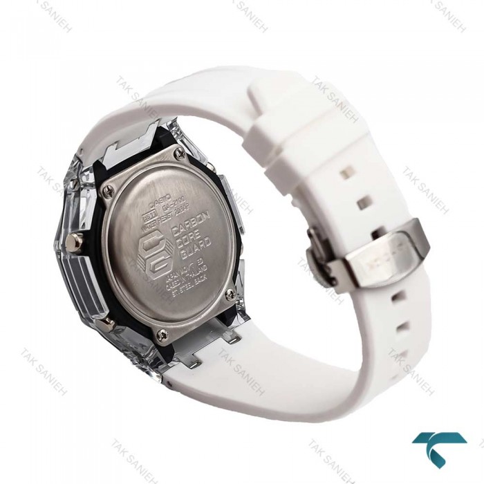 جی شاک GA2100 مردانه شیشه ای سفید عقربه نارنجی G-Shock-5850-G