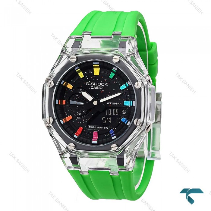 جی شاک GA2100 مردانه شیشه ای سبز صفحه کهکشانی Casio-5878-G