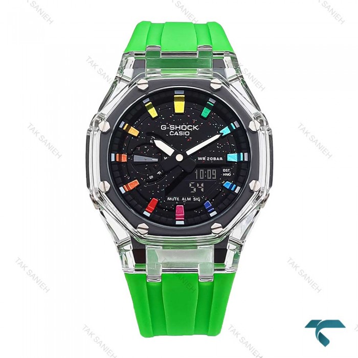 جی شاک GA2100 مردانه شیشه ای سبز صفحه کهکشانی Casio-5878-G