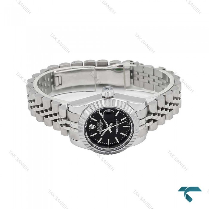 رولکس زنانه استیل صفحه مشکی ایندکس خط Rolex-5911-L