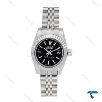  رولکس زنانه استیل صفحه مشکی ایندکس خط Rolex-5911-L