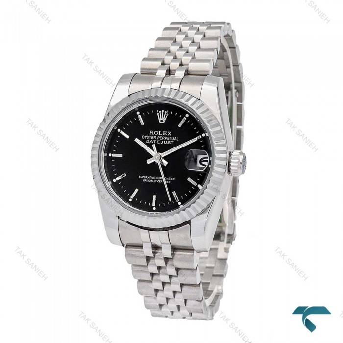 رولکس زنانه استیل صفحه مشکی ایندکس خطی متوسط Rolex-5912-G