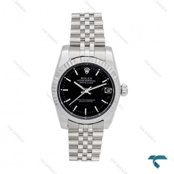 رولکس زنانه استیل صفحه مشکی ایندکس خطی متوسط Rolex-5912-G