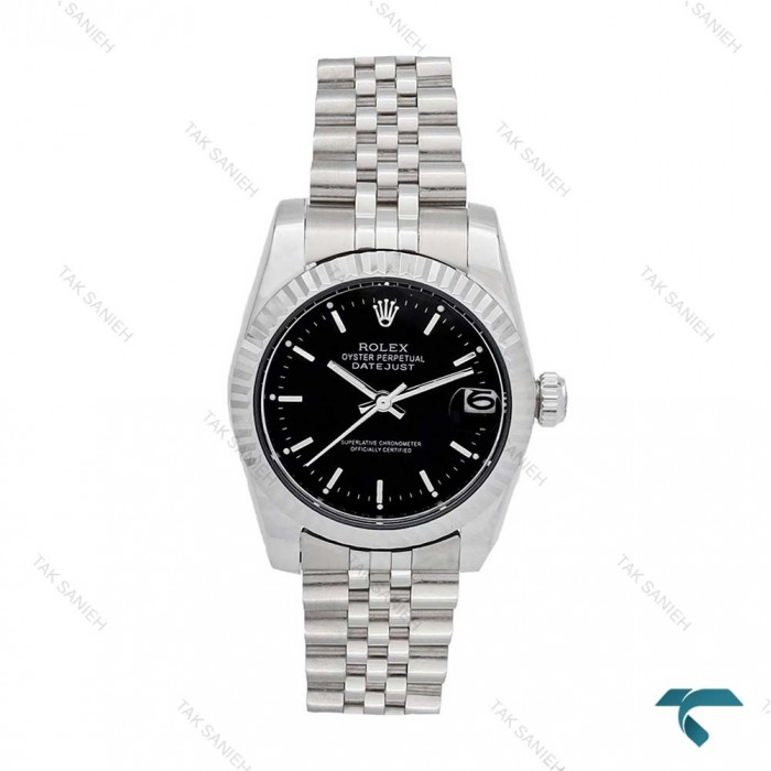 رولکس زنانه استیل صفحه مشکی ایندکس خط Rolex-5911-L