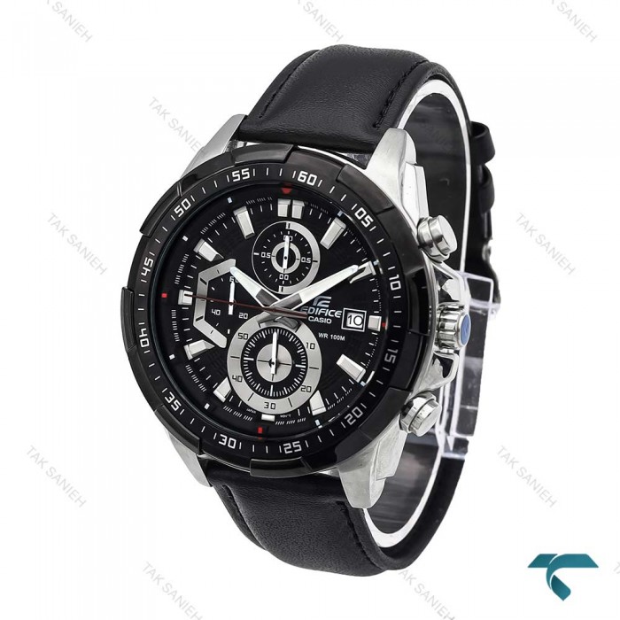 ساعت ادیفایس کاسیو EFR539 مردانه چرمی سیلور مشکی Casio-5937-G