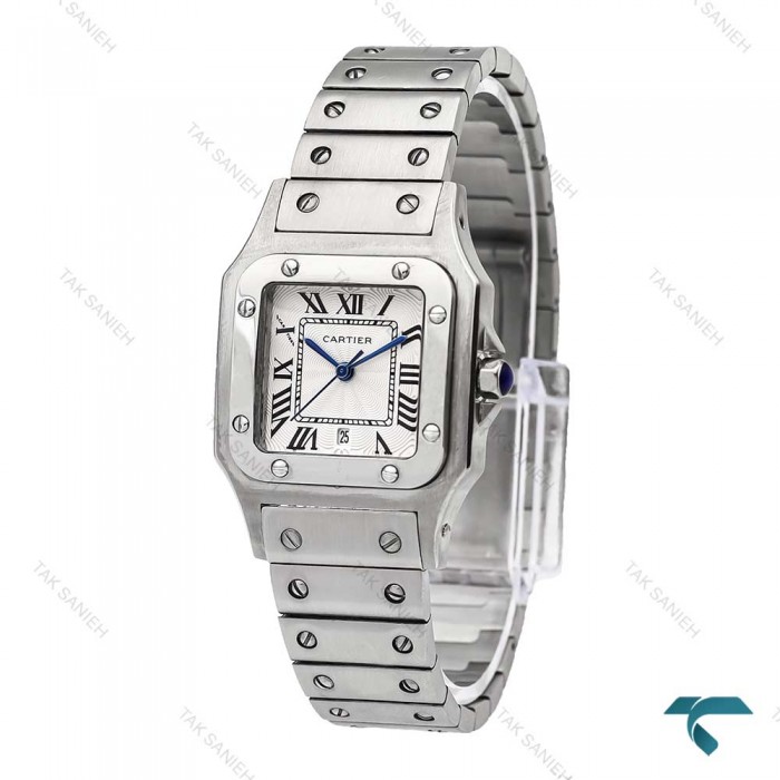 کارتیر سانتوز زنانه استیل صفحه سفید مدیوم Cartier-5958-L