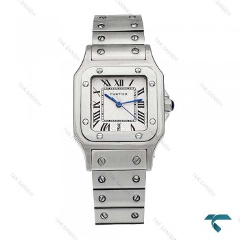 کارتیر سانتوز زنانه استیل صفحه سفید مدیوم Cartier-5958-L