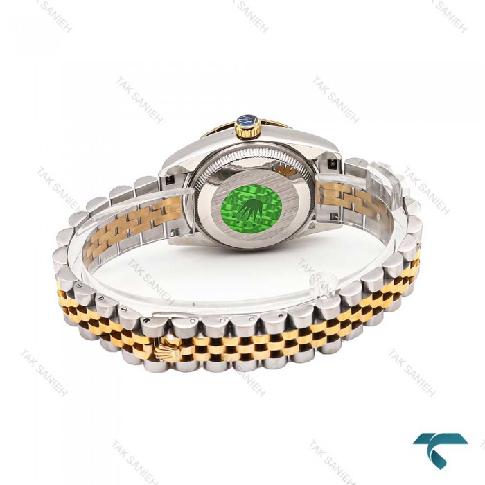 رولکس زنانه دورنگ طلایی صفحه قرمز مدیوم Rolex-5978-M-L