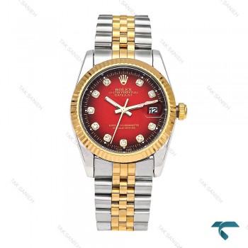 رولکس مردانه دیت جاست دورنگ طلایی صفحه قرمز Rolex-5980-G