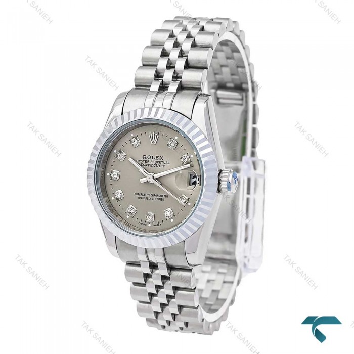 ساعت رولکس زنانه استیل صفحه طوسی متوسط Rolex-6064-L