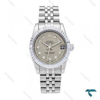 ساعت رولکس زنانه استیل صفحه طوسی متوسط Rolex-6064-L