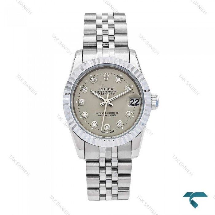 ساعت رولکس زنانه استیل صفحه طوسی متوسط Rolex-6064-L