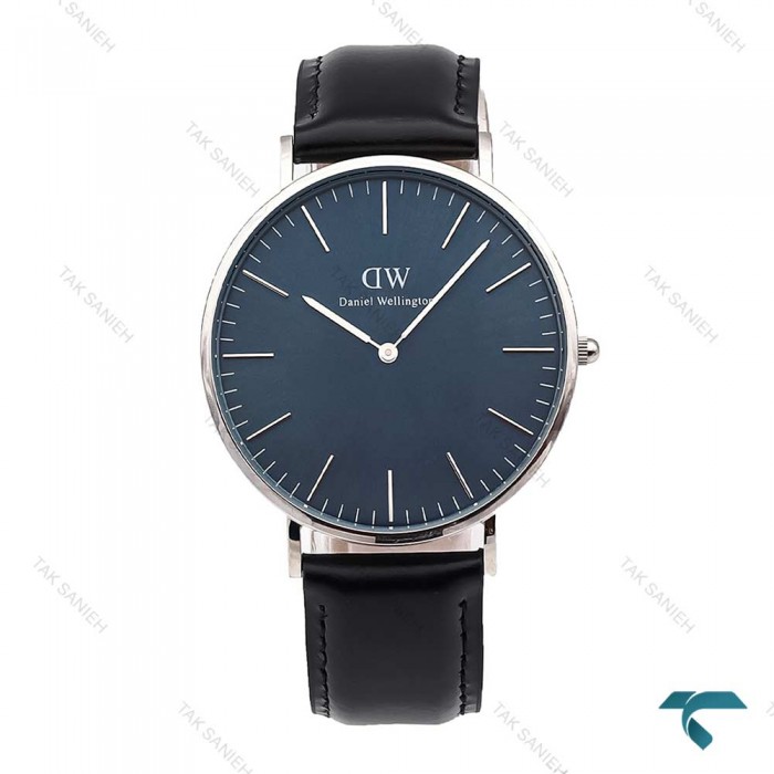 ساعت DW مردانه بند چرم مشکی صفحه سرمه ای DW-6078-G