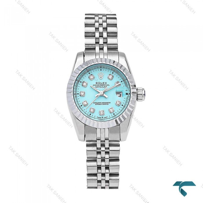 ساعت رولکس زنانه سیلور صفحه تیفانی اسمال Rolex-6087-L