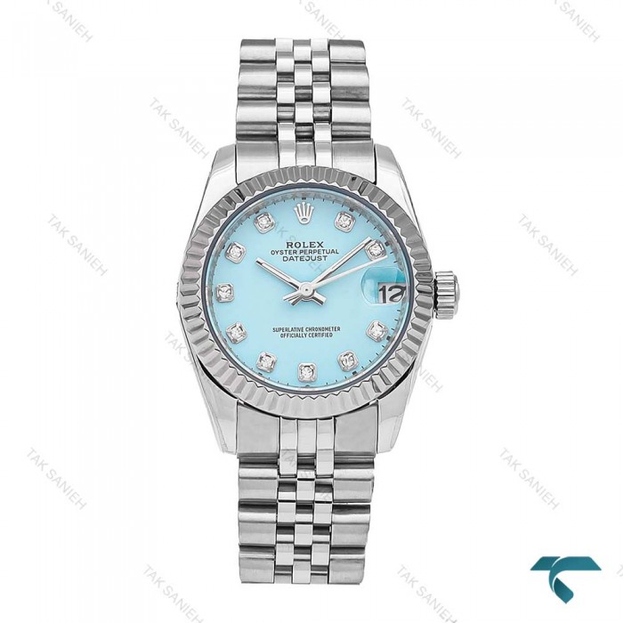 رولکس زنانه سیلور صفحه تیفانی مدیوم Rolex-6088-L