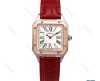 ساعت کارتیه دومونت زنانه دورنگ رزگلد بند قرمز اسمال Cartier-6095-L