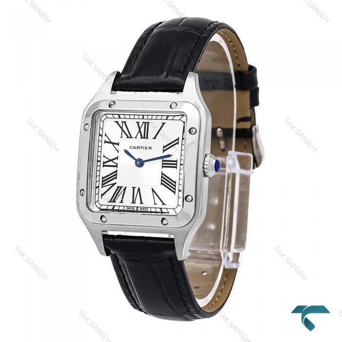 ساعت کارتیه سانتوس دومونت سیلور مشکی مدیوم Cartier-6096-G