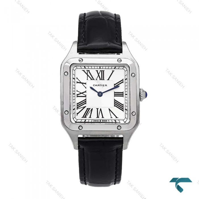 ساعت کارتیه سانتوس دومونت سیلور مشکی مدیوم Cartier-6096-G