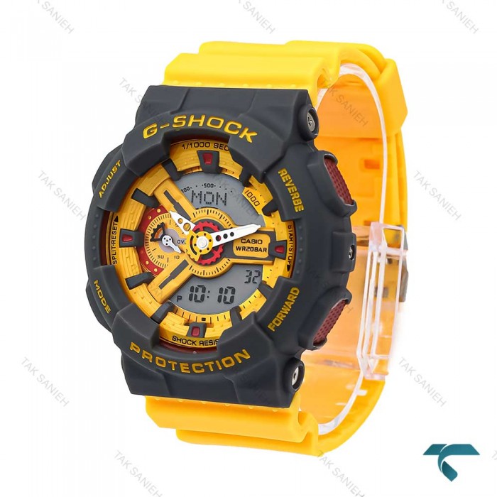 ساعت جیشاک GA110 مردانه طوسی زرد G-Shock-6101-G