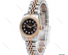 ساعت رولکس زنانه دورنگ رزگلد صفحه مشکی نگین اسمال Rolex-6111-L