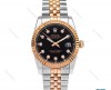 ساعت رولکس مردانه دورنگ رزگلد صفحه مشکی ایندکس نگین Rolex-6112-G