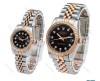 ست ساعت رولکس دورنگ رزگلد صفحه مشکی ایندکس نگین Rolex-6113-S