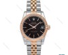 ساعت زنانه رولکس دورنگ رزگلد صفحه مشکی ایندکس خط متوسط Rolex-6114-L