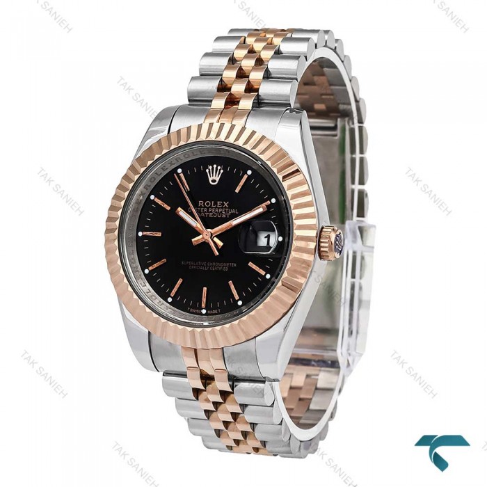 رولکس مردانه دورنگ رزگلد صفحه مشکی ایندکس خط Rolex-6115-G