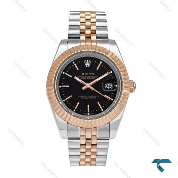 رولکس مردانه دورنگ رزگلد صفحه مشکی ایندکس خط Rolex-6115-G