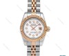 ساعت رولکس زنانه دورنگ رزگلد صفحه سفید ایندکس خط اسمال Rolex-6121-L