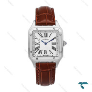 ساعت کارتیر سانتوس دومونت سیلور بندچرم قهوه ای متوسط Cartier-6171-G
