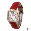 ساعت کارتیر سانتوس دومونت دورنگ رزگلد بندچرم قرمز مدیوم Cartier-6173-G