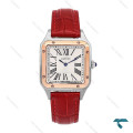 ساعت کارتیر سانتوس دومونت دورنگ رزگلد بندچرم قرمز مدیوم Cartier-6173-G