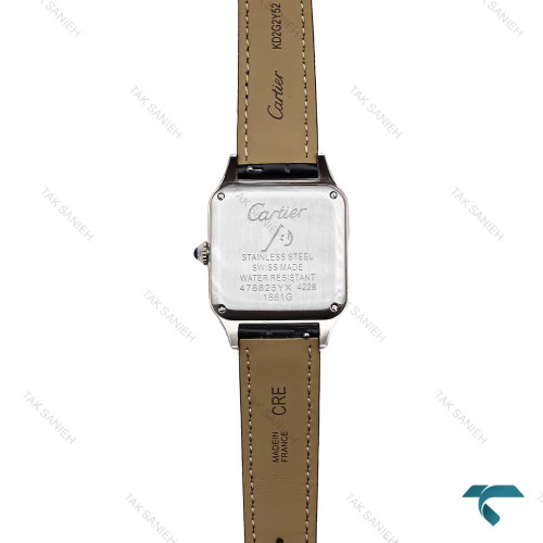 ساعت کارتیر دومونت دورنگ رزگلد بندچرم مشکی مدیوم Cartier-6175-G