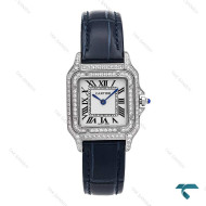 ساعت کارتیر پنتر زنانه نقره ای سرمه ای فول نگین مدیوم Cartier-6276-L