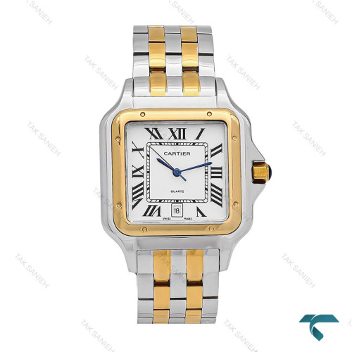 ساعت کارتیه پنته مردانه دورنگ طلایی Cartier-6306-G