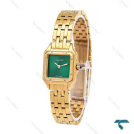 ساعت کارتیه زنانه طلایی صفحه سبز مهندسی اسمال Cartier-6492-L